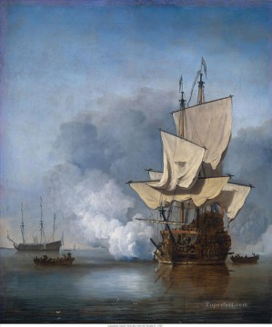 海戦 Painting - ヘット カノンショット ウィレム ファン デ ヴェルデ II 1707 戦艦